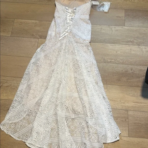 LIPOSA Bohemian Wedding Dress Sweetheart Mermaid Lace Bridal Gown, NWT Size 10 - Picture 5 of 8